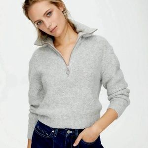 Aritzia Wilfred Quarter Zip Gwyneth Sweater S Gray Alpaca Wool Cropped